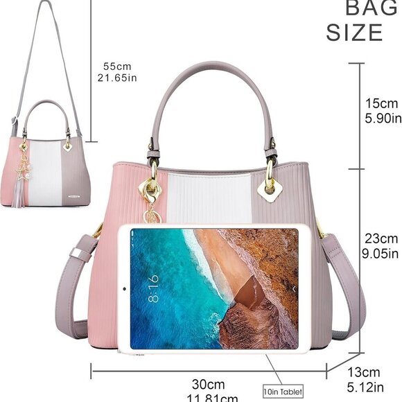 Handbags for Women with Multiple Internal Pockets in Pretty Color Combination, W - Picture 6 of 8